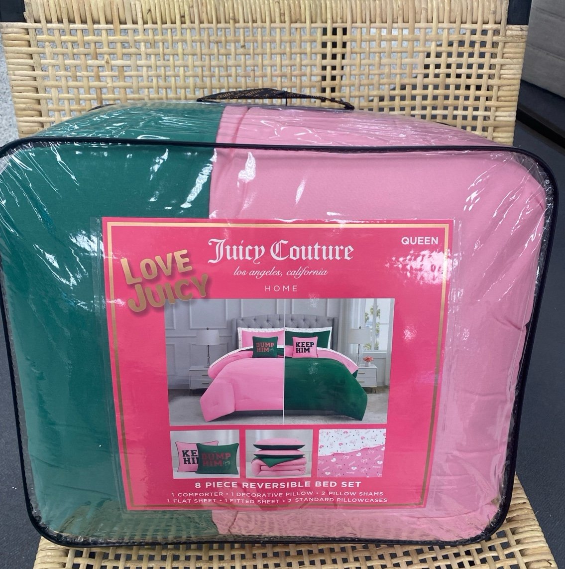 Juicy Couture 8 piece reversible bed set - Size Queen