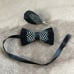 Black White Spot Luxury Leather Feather Bow Tie Lapel Pin Set Italy Formal Tux