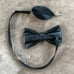 Black White Spot Luxury Leather Feather Bow Tie Lapel Pin Set Italy Formal Tux