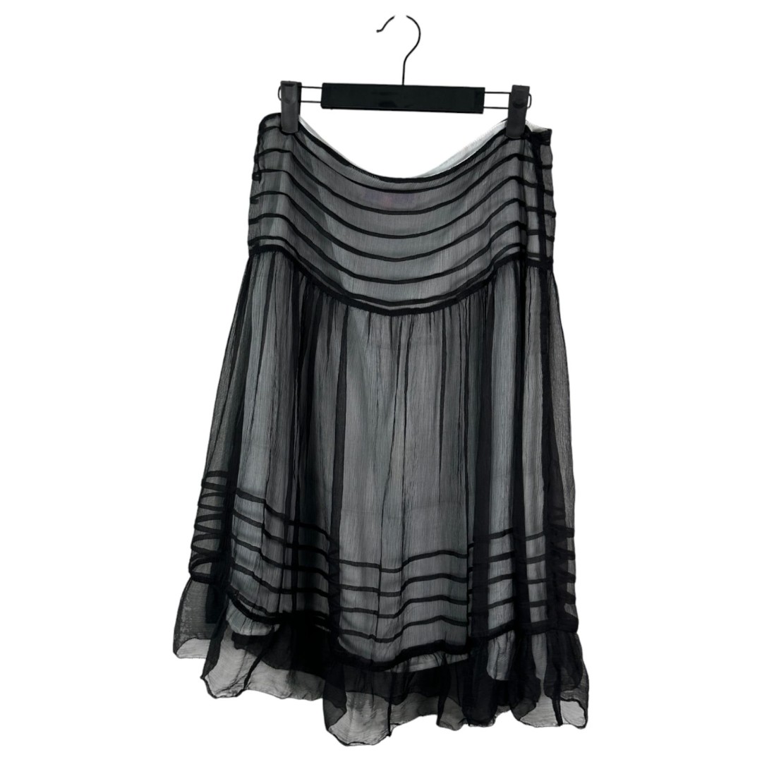 Sophia Michelle Silk Sheer Black White Whimsy Goth Coquette Flowy Midi Skirt 12