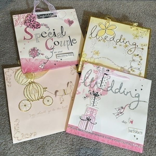 Gorgeous Wedding Gift Bags with attached Card 11.5”x 11.5”x 5.5” (12 Bags) NEW