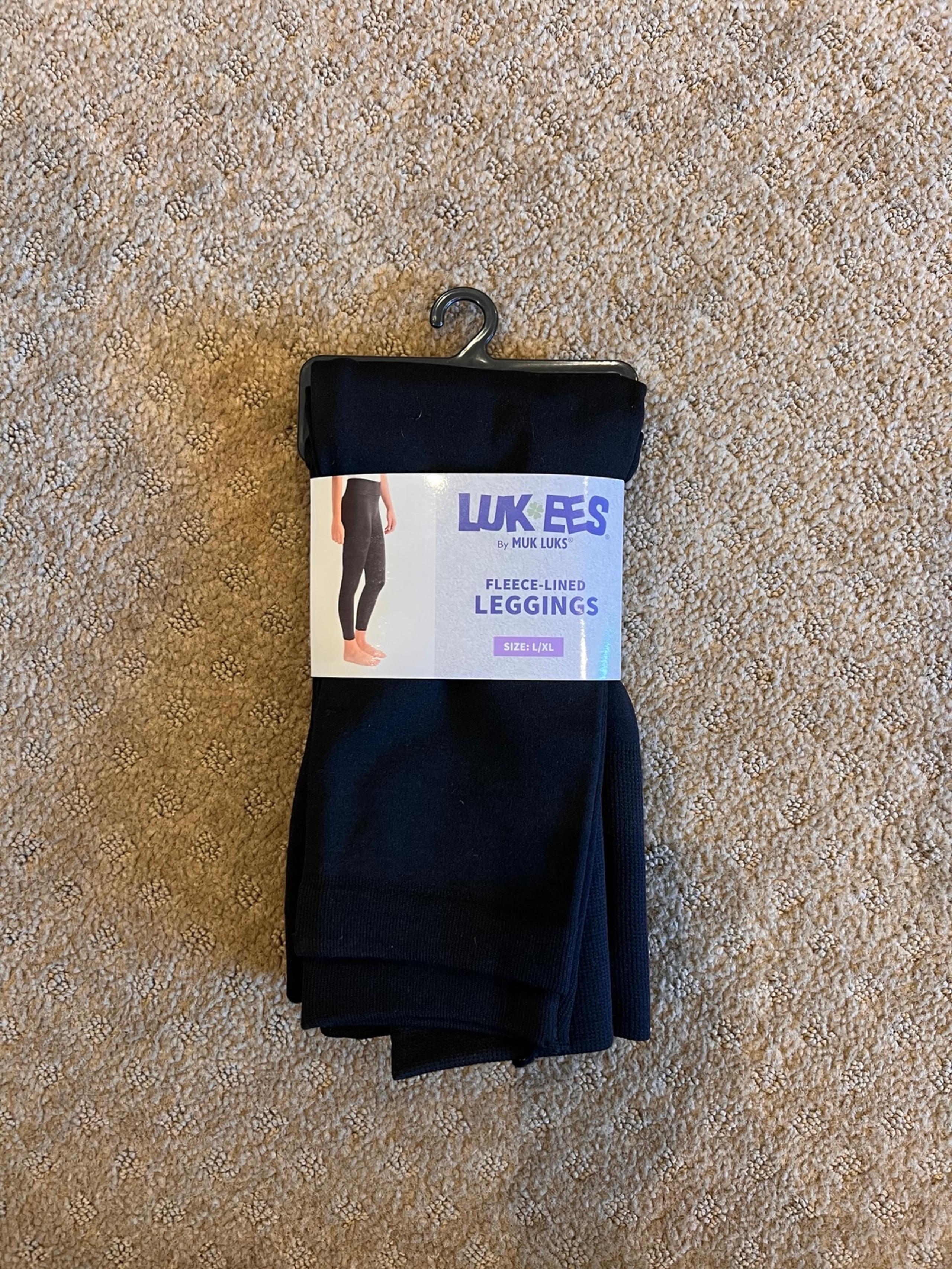 Muk Luks women’s black fleece lined leggings size large XL NWT summer casual y2k
