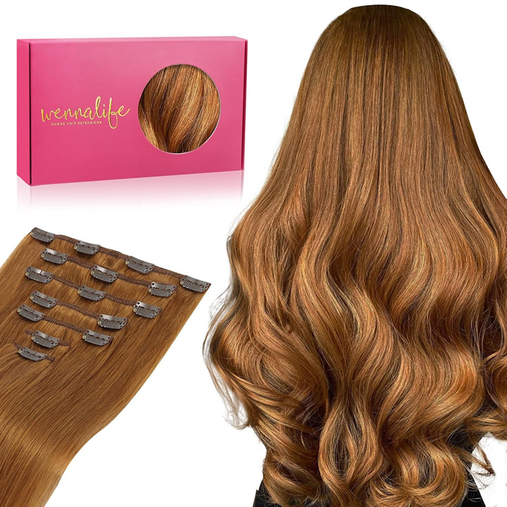 Wennalife Ginger 7pcs Clip in Human Hair extensions