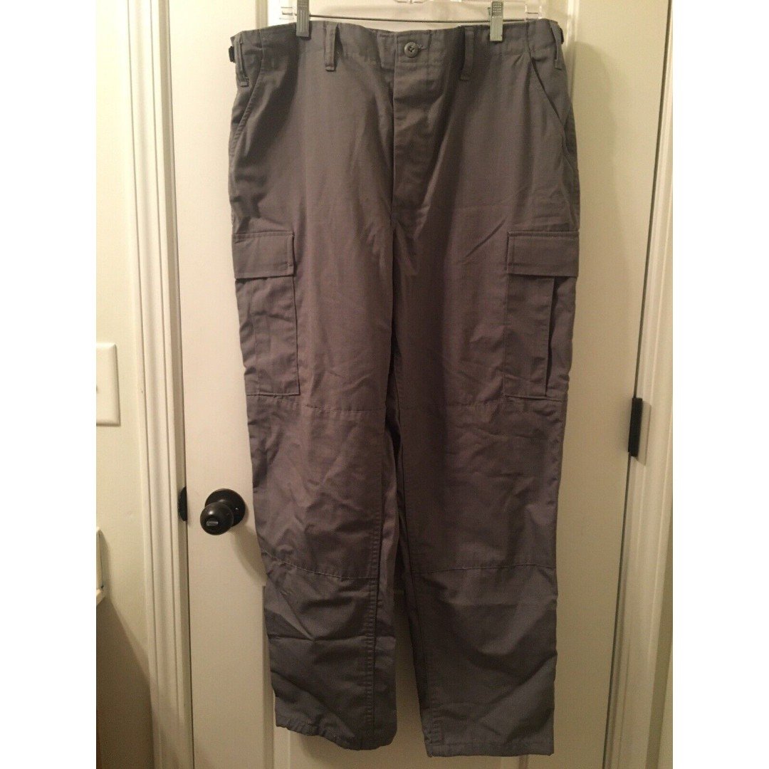 Combat Cloth Cargo Pants Mens Large Grey Cargo Pockets