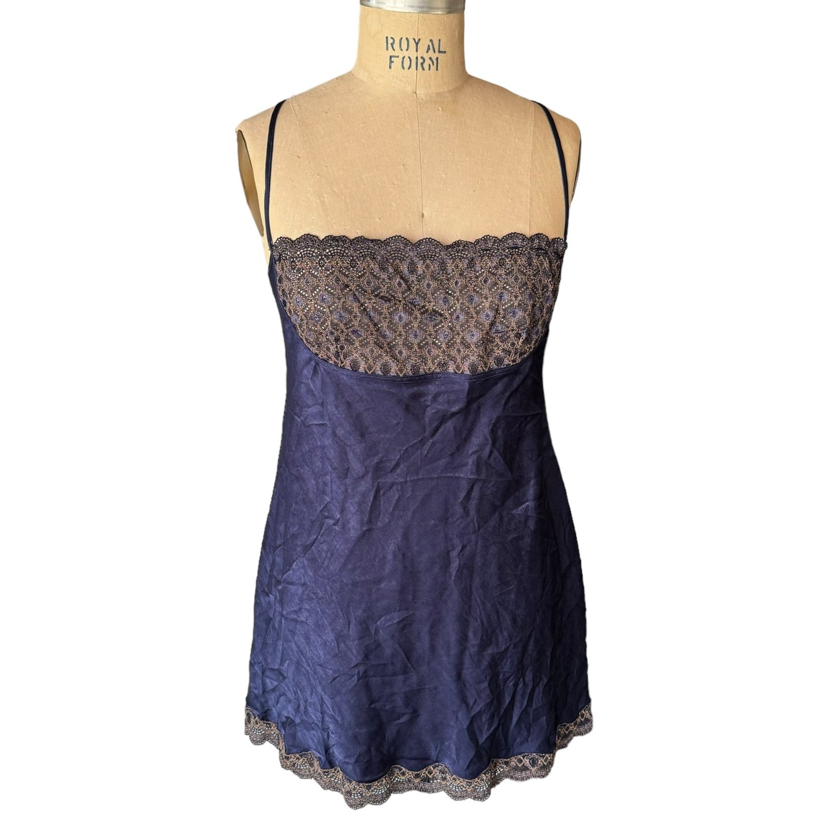 Vintage Victorias Secret Navy Blue Royal Slip Dress