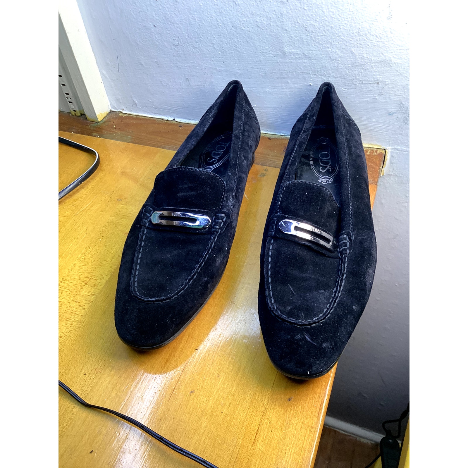 TOD'S Black Suede Low Heel Buckle Loafer Women