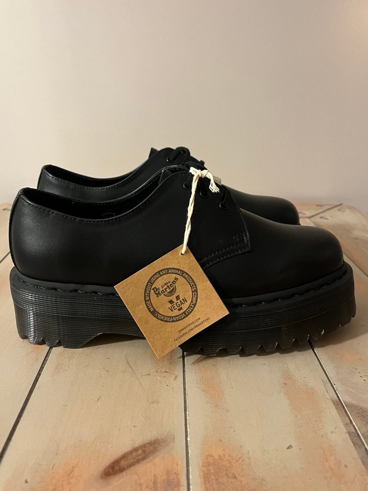 DR. MARTENS 1461 Quad Mono Derby Womens Sz9/M Sz8 Black Lace Up Shoes Platform