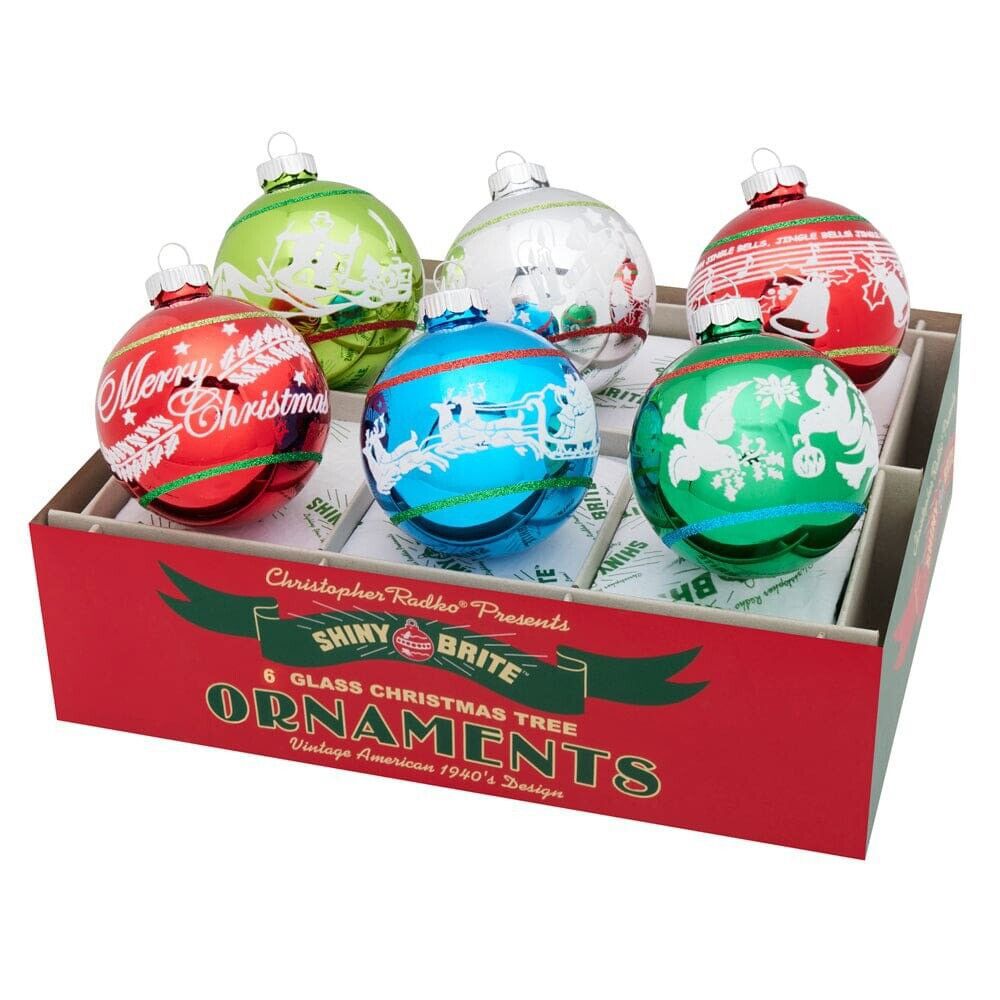 Holiday Splendor 6 Count 3.25 Signature Flocked Rounds by Shiny Brite