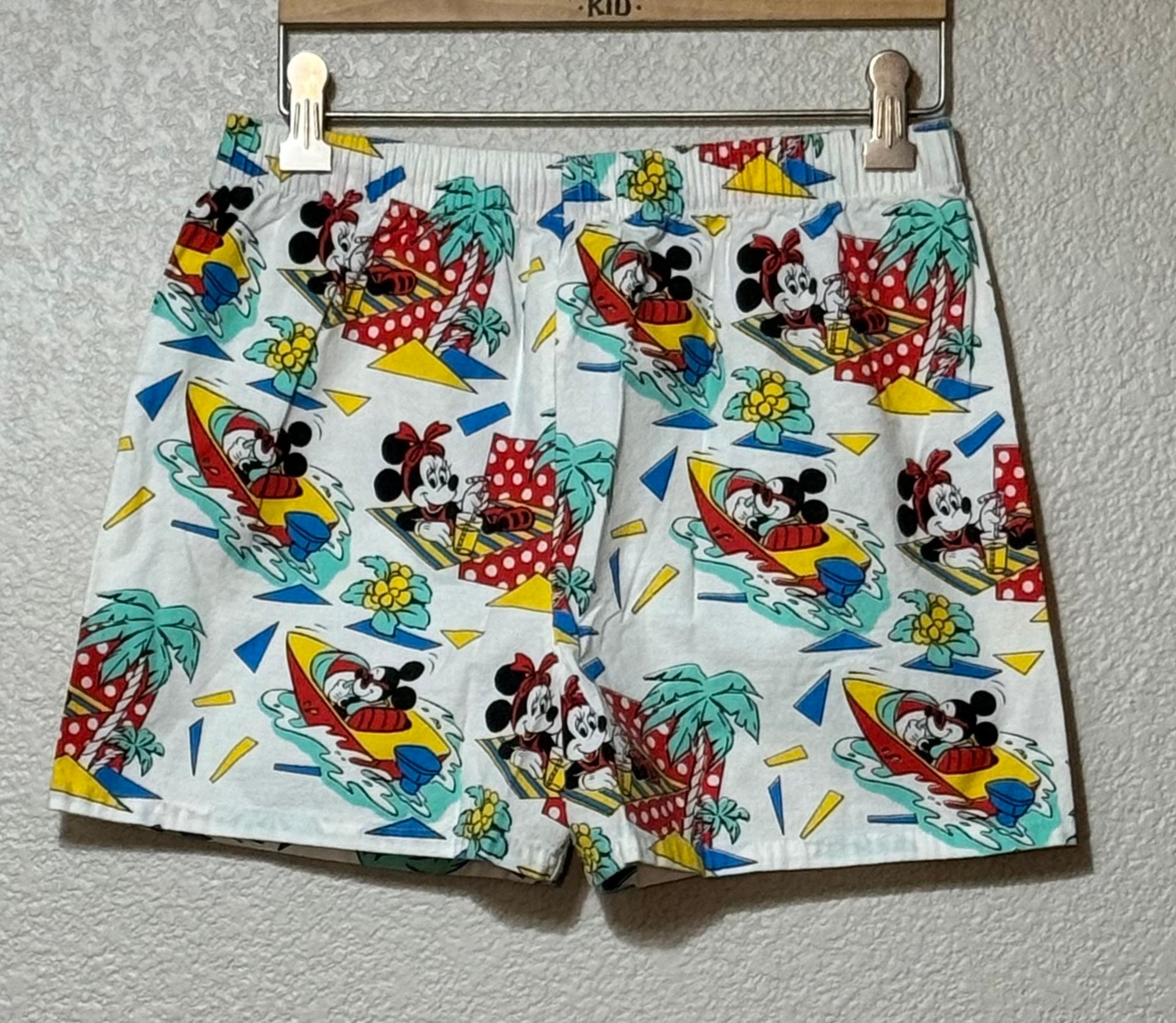 Vintage Walt Disney Boxer Shorts Mickey Minnie Palm Tree Boat Ride Size M