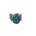 Vintage Navajo Southwestern Turquoise Feathered Sterling Silver Ring size 7
