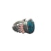 Vintage Navajo Southwestern Turquoise Feathered Sterling Silver Ring size 7