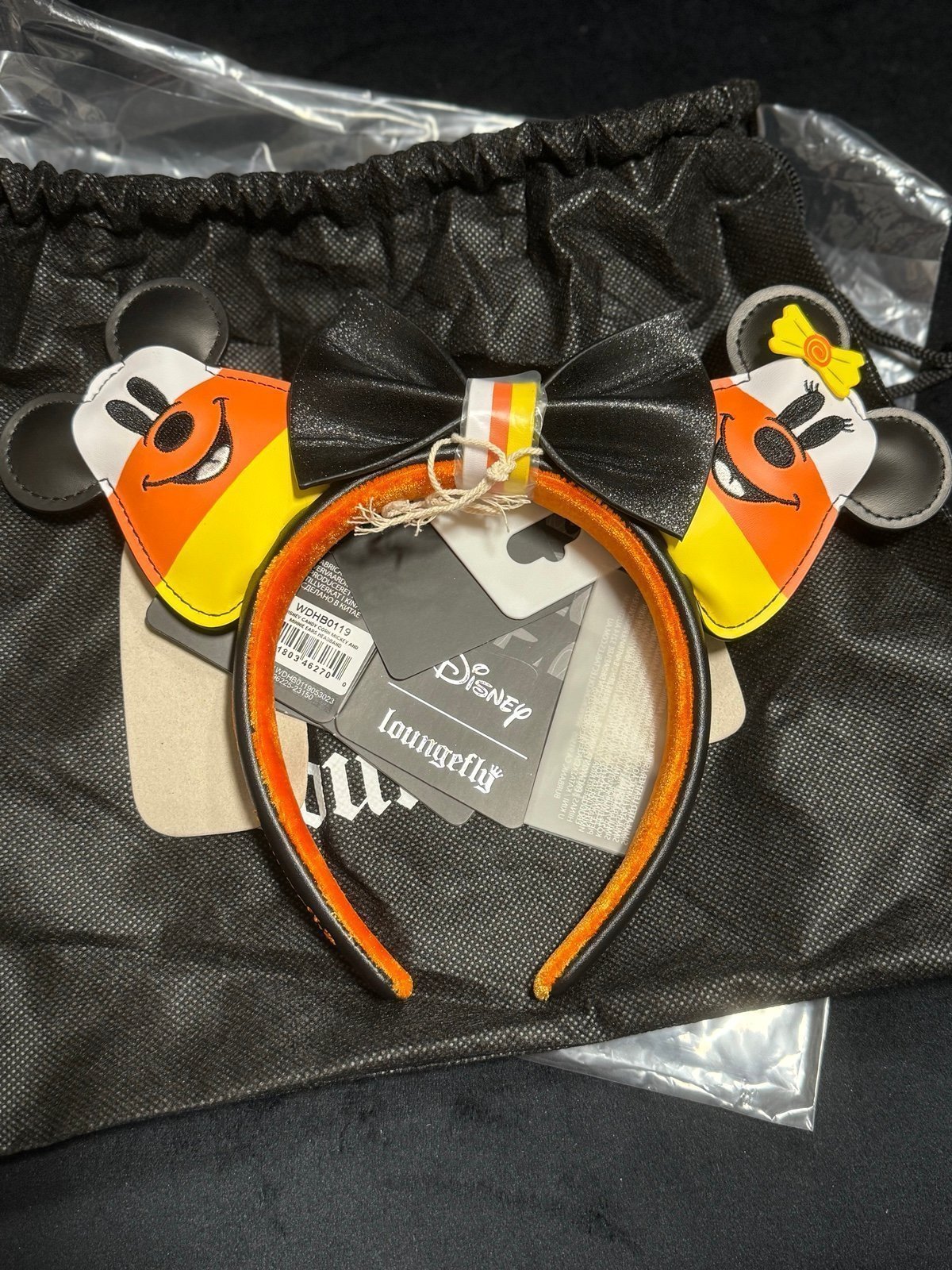 Loungefly Candy Corn Mickey and Minnie Ears Headband - Removable Bow NWT!