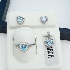 925 Sterling Silver Cubic Zircon Birthstone Jewelry Set, UU1P7A7064