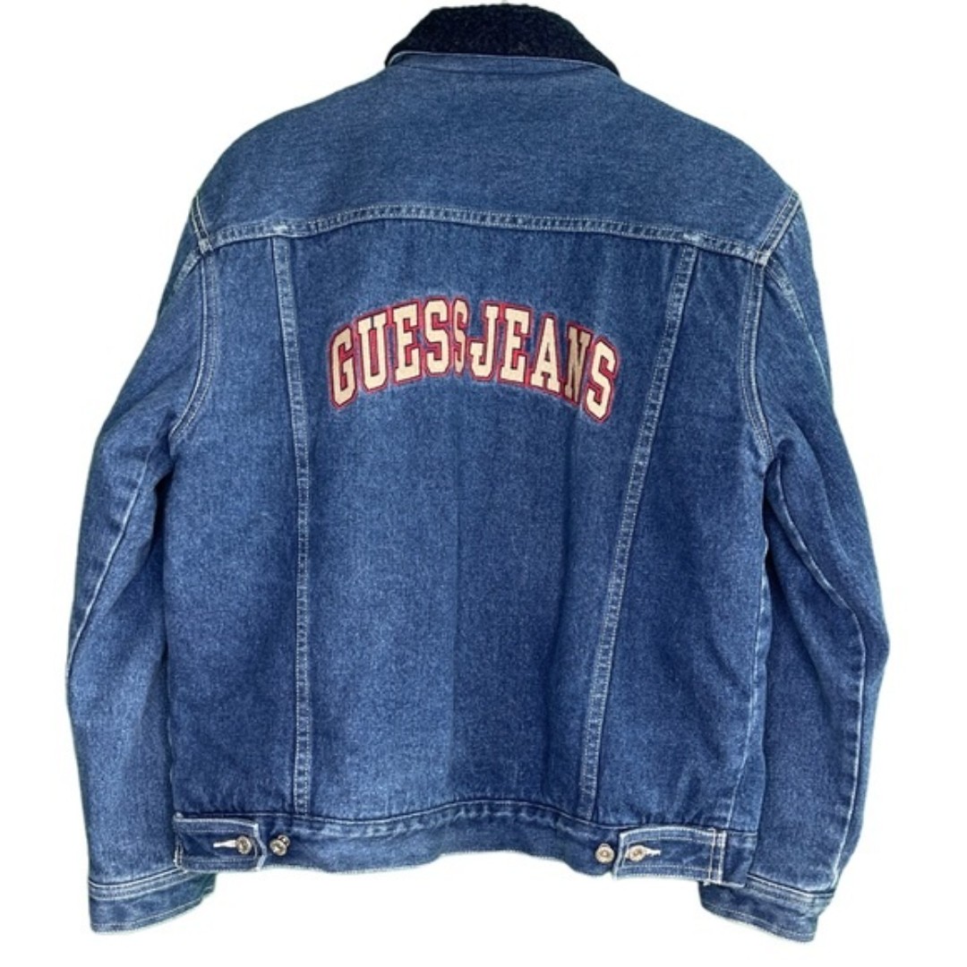 Guess Jeans Sherpa Lined Denim Trucker Jacket Sz M