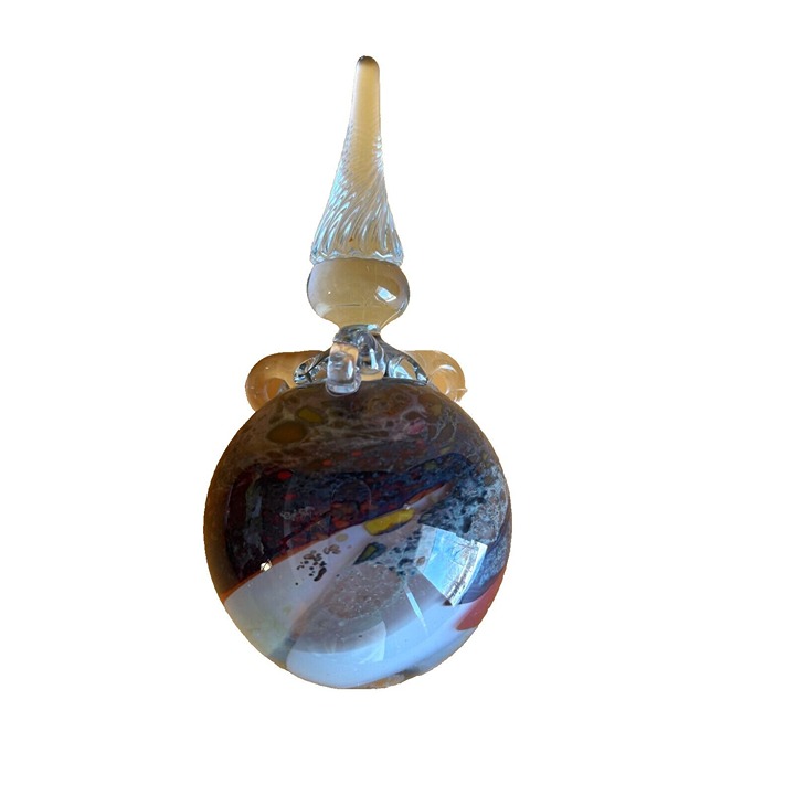 Robert Lee Fritz Studio Blown Art Glass Hanging Ball Decor Signed Dated 1982