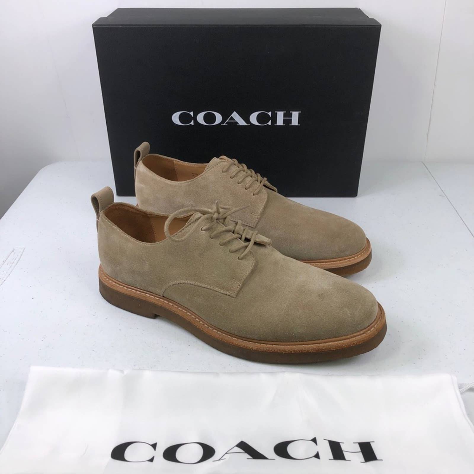 Coach Men's Suede Derby W/Crepe Sole, Oat Brown Size 7.5