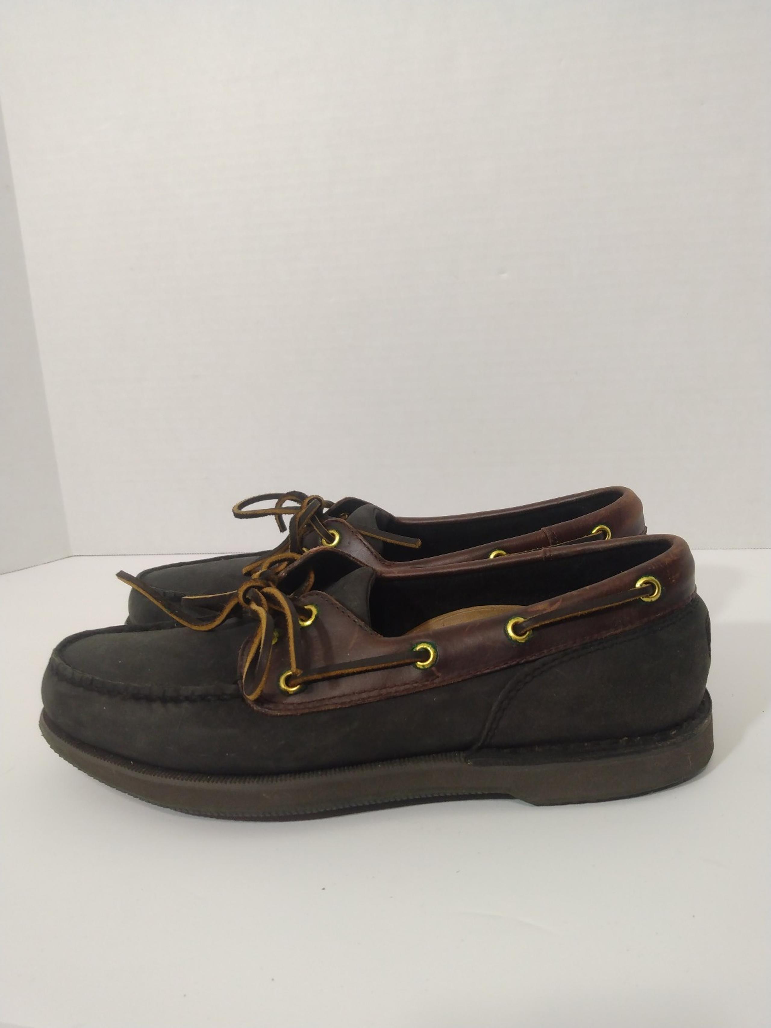 Mens Rockport M5108 Perth Black Brown Leather Boat Shoes Moccasins Sz 8