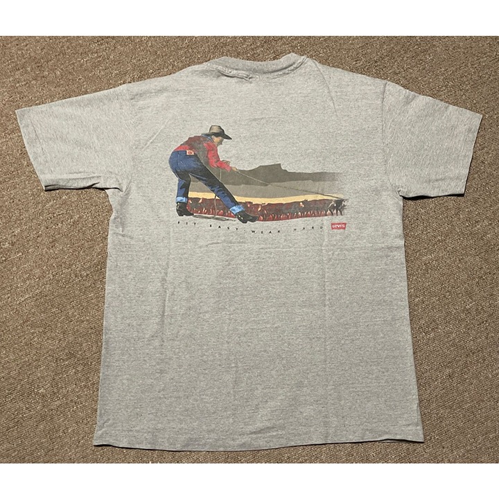 Vintage 80s Large Levi's Strauss Jeans Cowboy Western Single Stitch T-Shirt USA