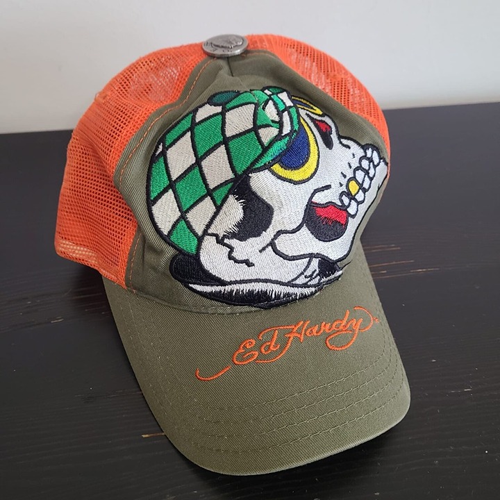 ED HARDY SKULL Snap Back Trucker Hat By Christian Audigier