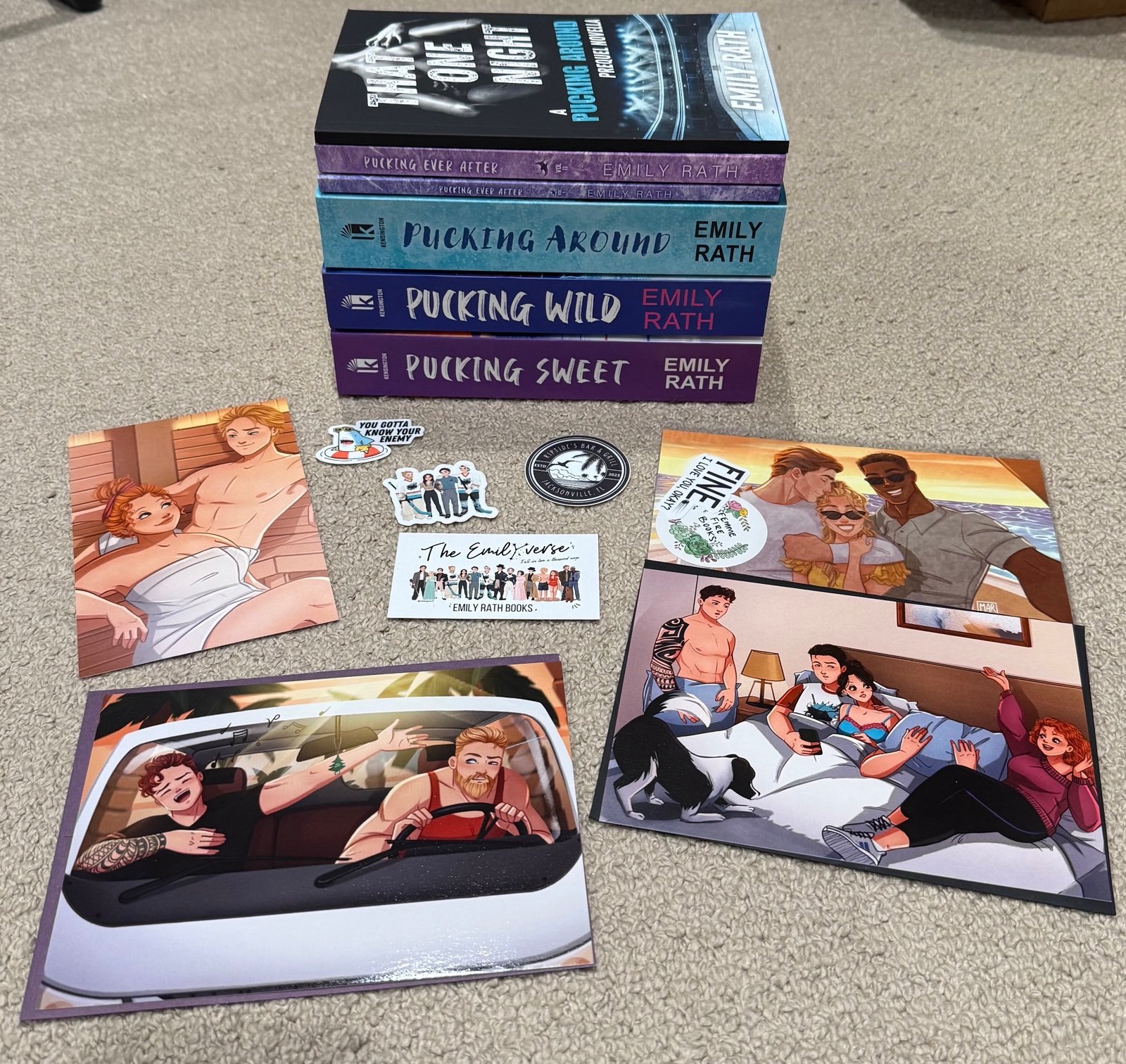 Emily Wrath Signed Pucking Around Wild Sweet Ever After Bundle & Stickers Art