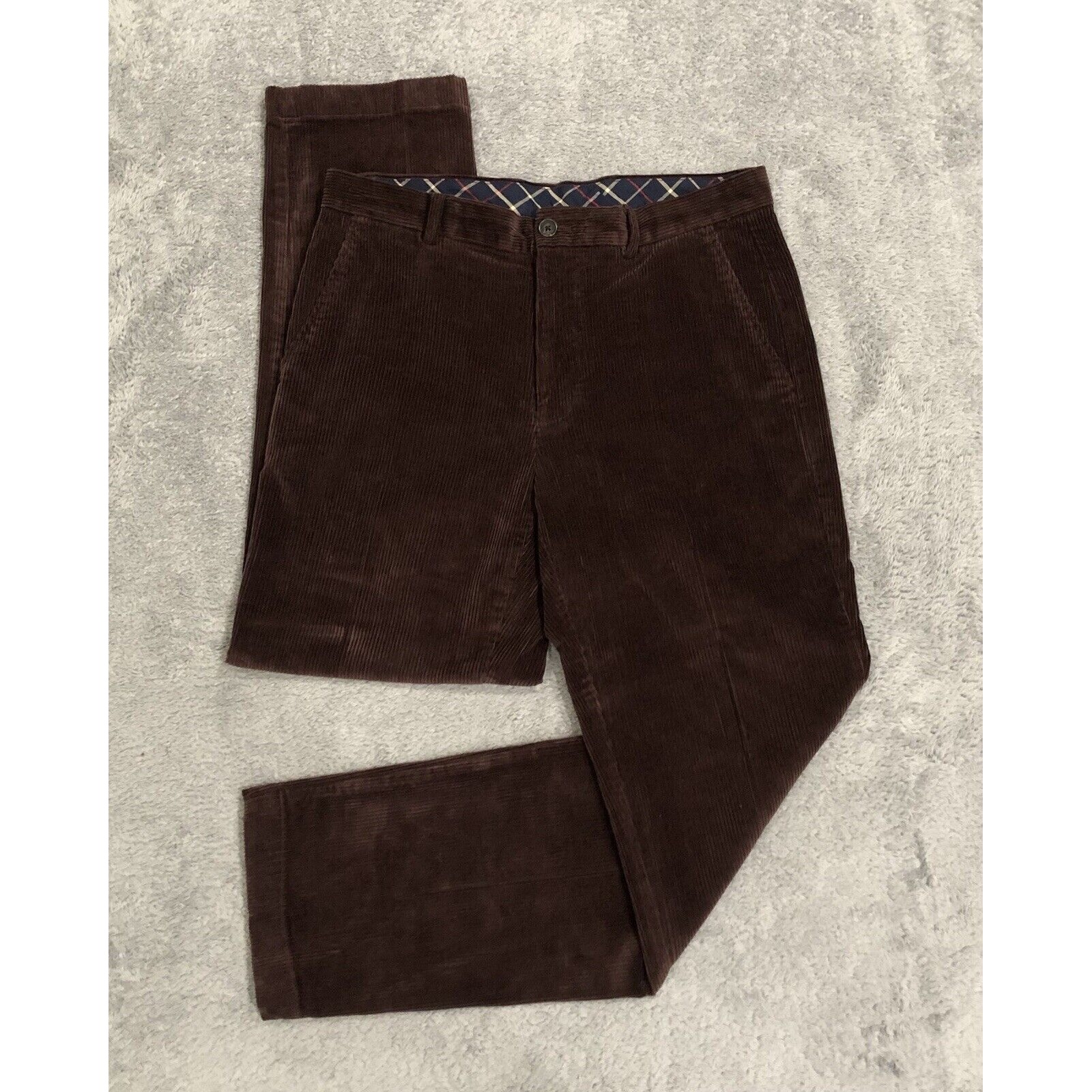 BROOKS BROTHERS 1818 Clark Trousers Men's 34x30 Brown Corduroy Jumbo Corduroy
