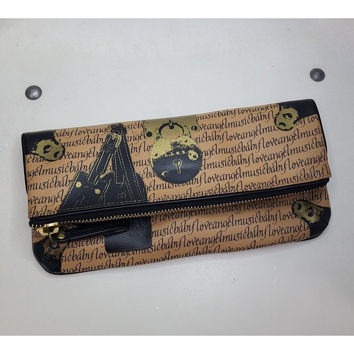 L.A.M.B. by Gwen Stefani Script Fold Over Clutch Designer Handbag