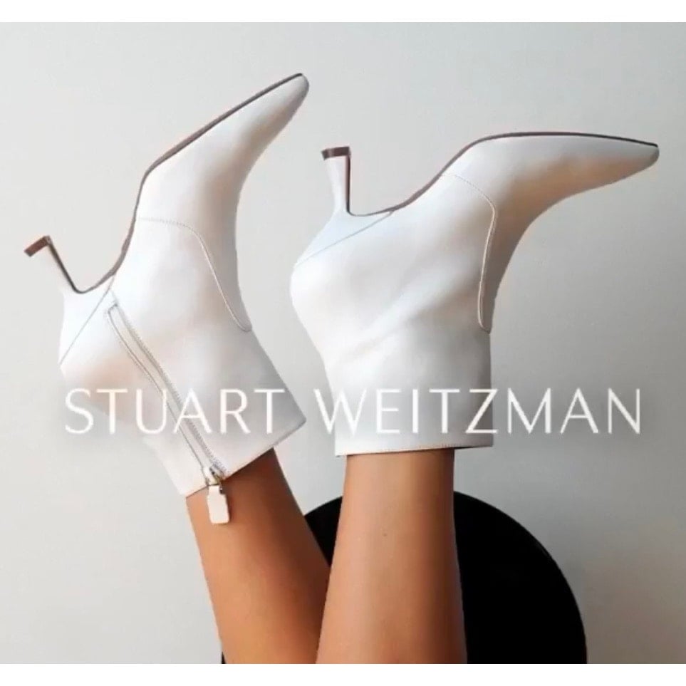 Stuart Weitzman White Leather Booties Size 6