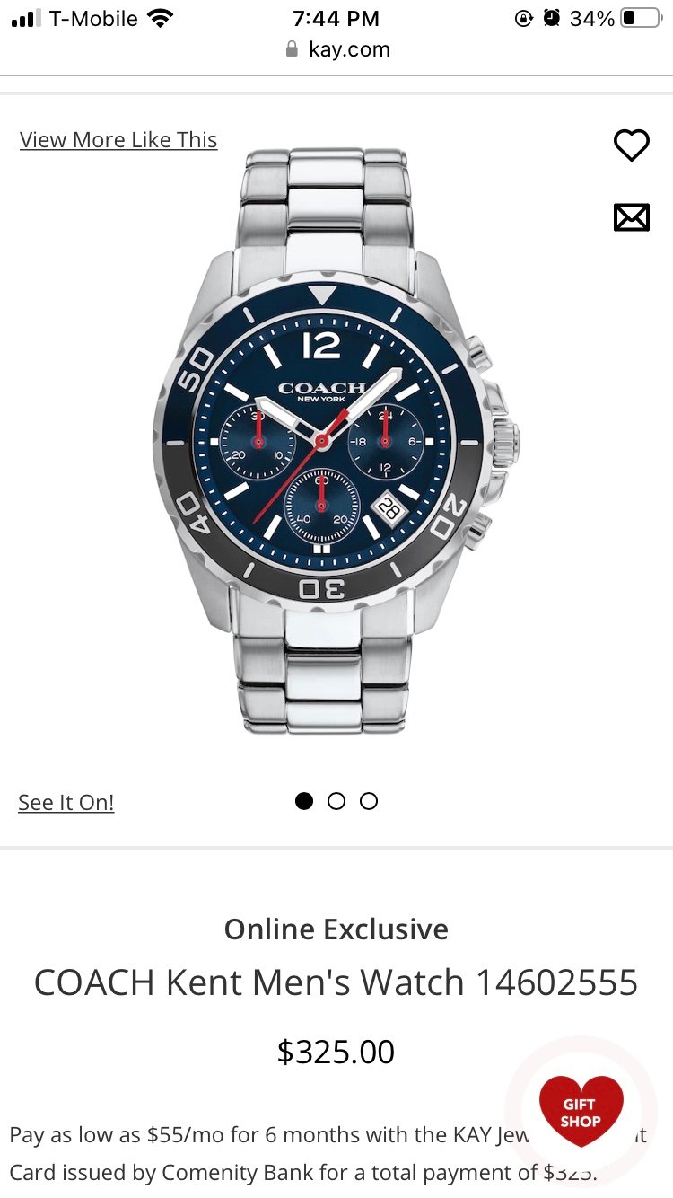 Coach Kent men’s chronograph watch