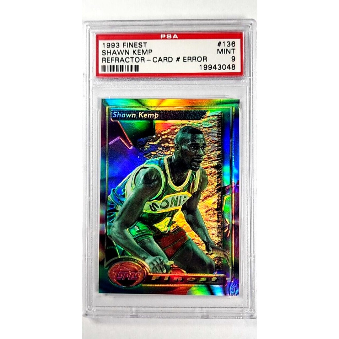 1993 Topps Finest Refractor 136 Shawn Kemp Error Card PSA 9 Only 2 Graded Higher