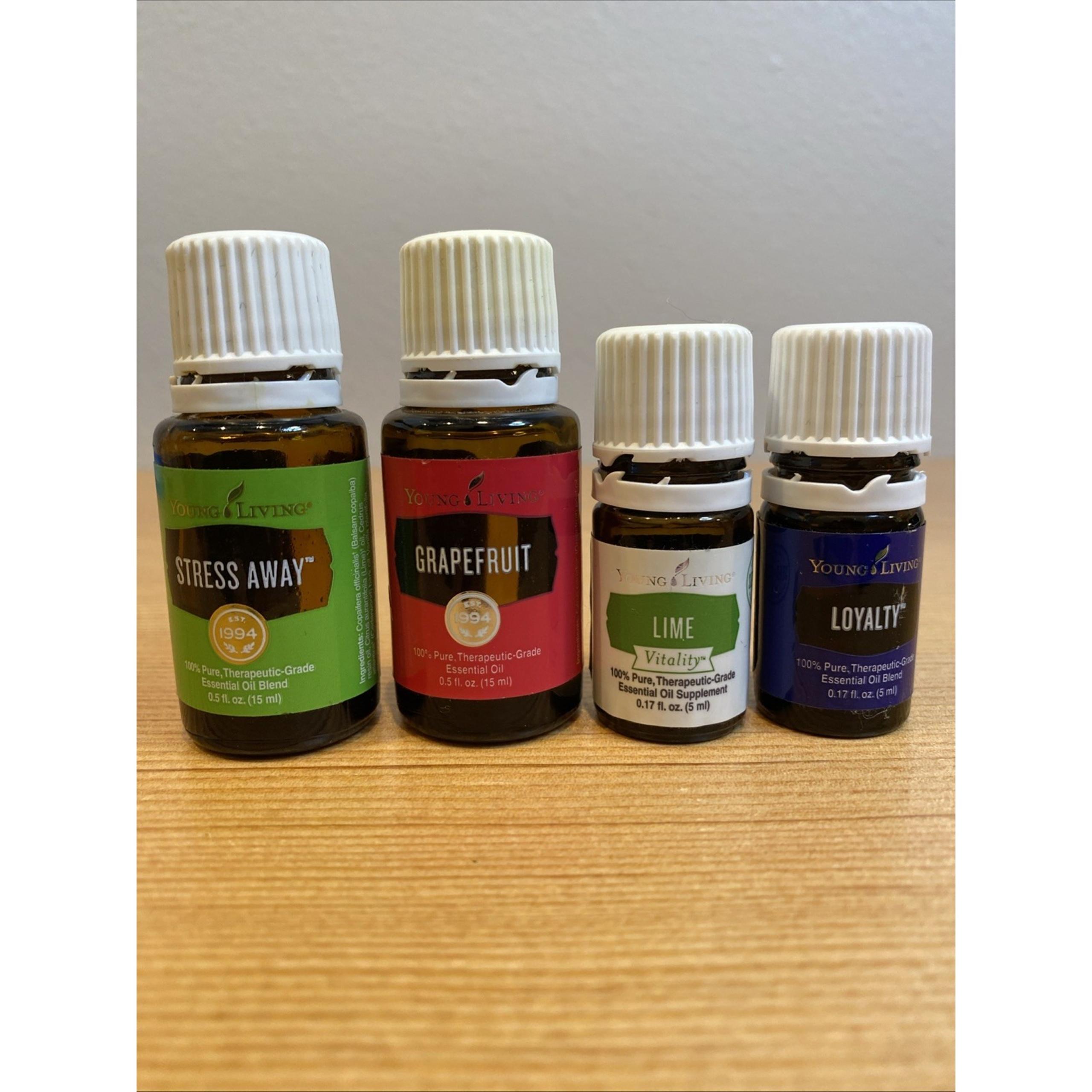 Mixed Lot Of 4 Young Living Essential Oils Stress Away Grapefruit Lime Loyalty