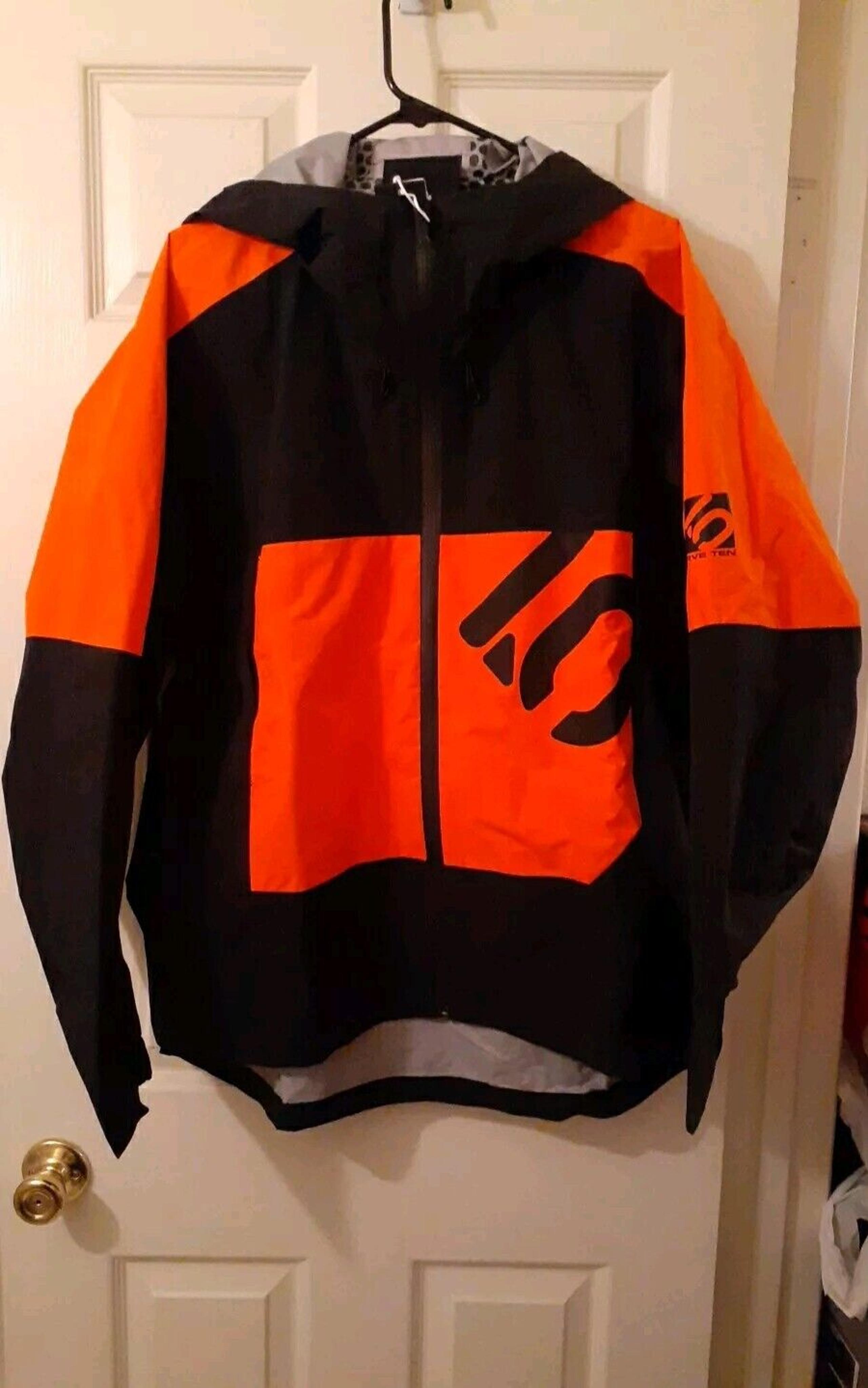 Adidas Five Ten All-Mountain Rain Jacket HT9605 Black/Orange Men Size Large