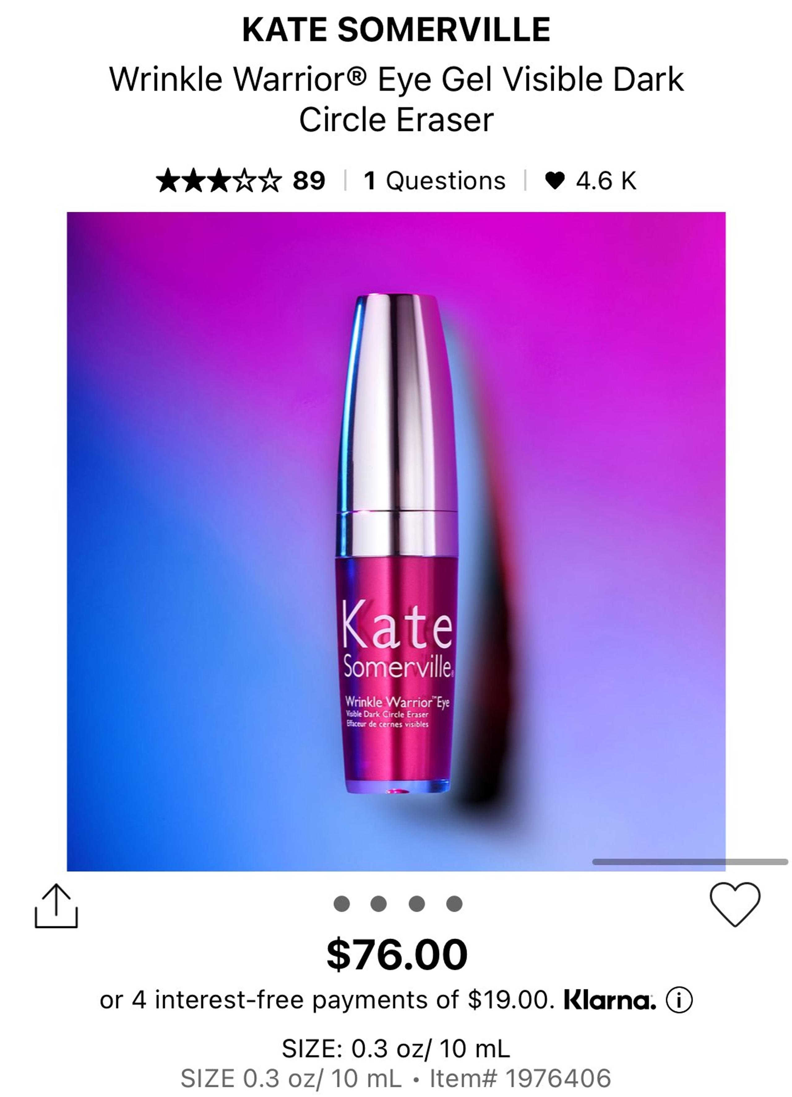 BNIB Wrinkle Warrior Eye Gel - Kate Somerville