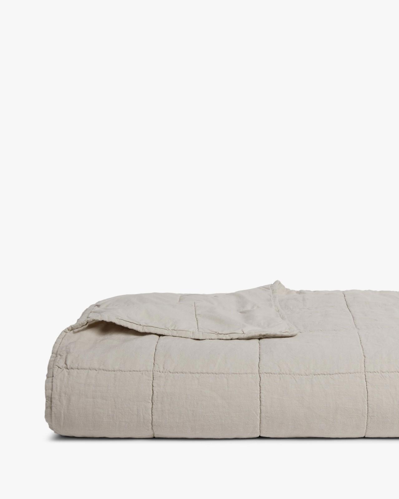 NWD $309 Parachute Linen Box Quilt Full/Queen Color Bone Khaki