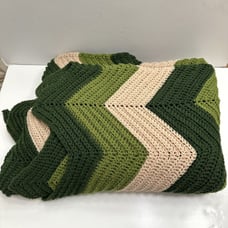 Handmade Afghan Knit Crocheted Blanket Throw Blanket Green Approx 86 X50