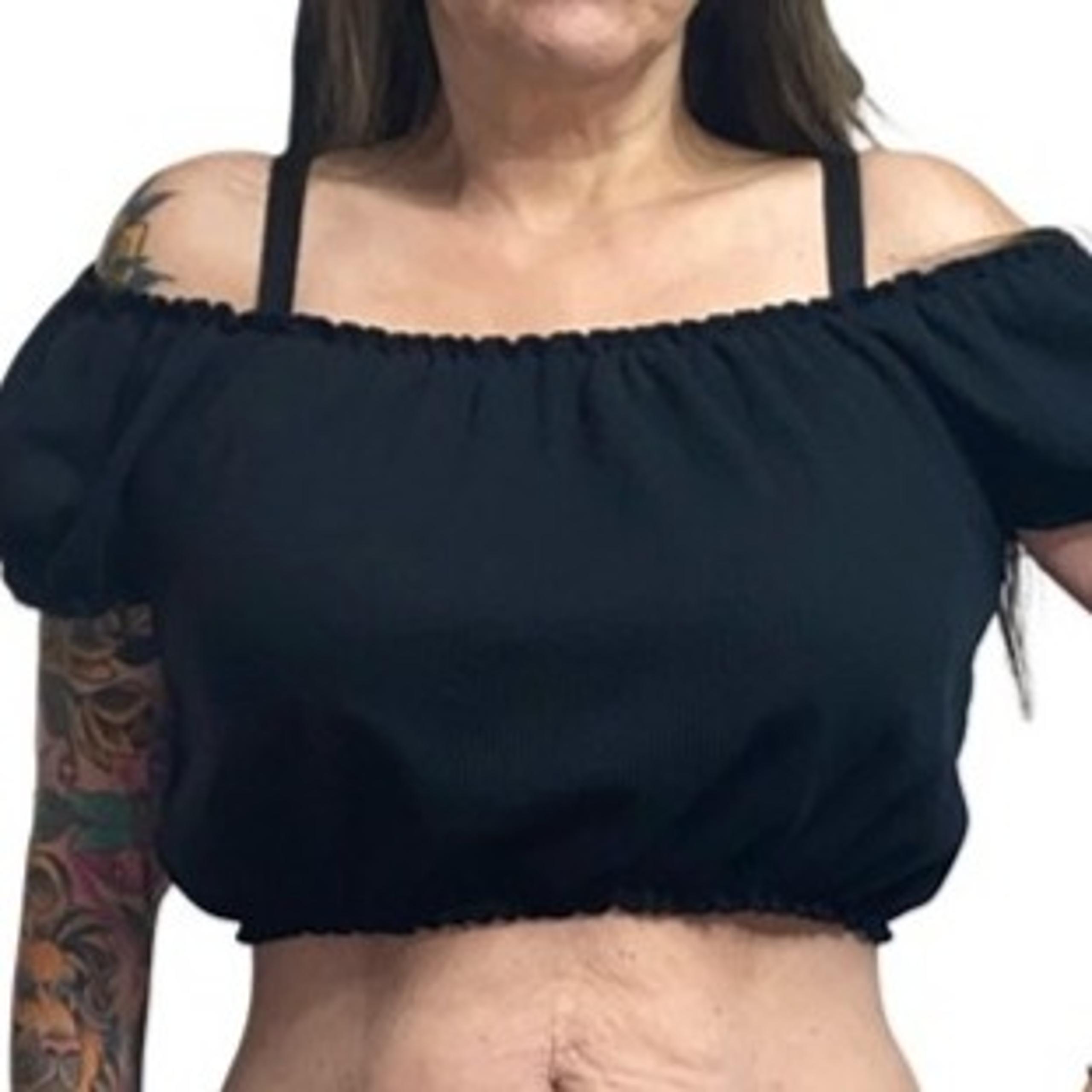 Sz.L*Wild Fable*Black Ribbed-Knit Off-the-Shoulder Cropped Top