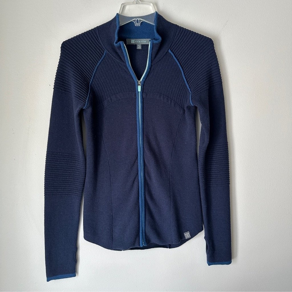 TITLE NINE Merino Wool Blend Full Zip Up Athletic Sweater Sweatshirt Small