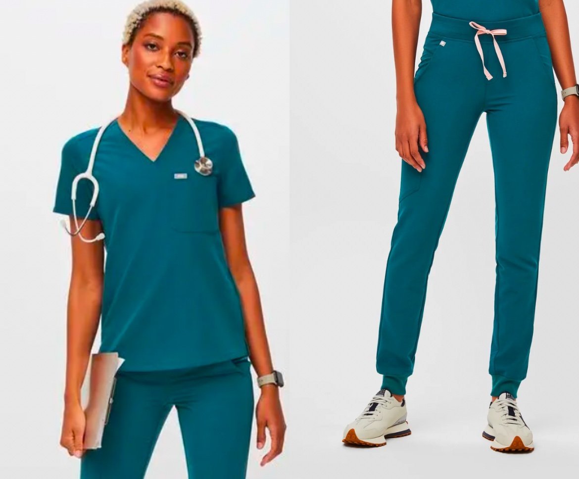 Caribbean Blue Figs Scrub Set XS (petite)