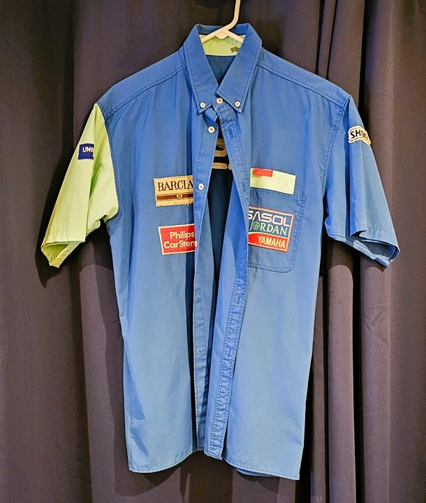 1992 Sasol Jordan Yamaha Formula 1 Racing Team Button Down Short Sleeve Shirt