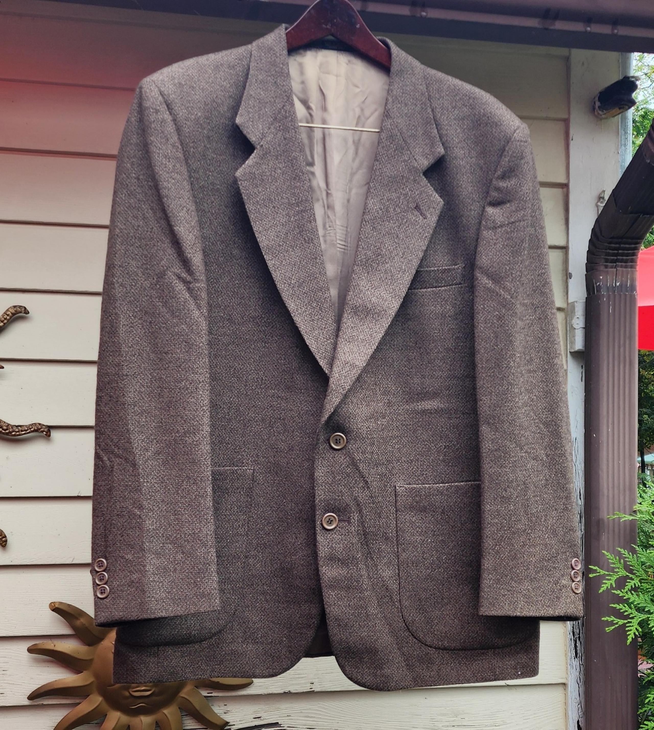 OSCAR DE LA RENTA Brown Wool Sports Coat Herringbone Classic  Mens Size 42R R4