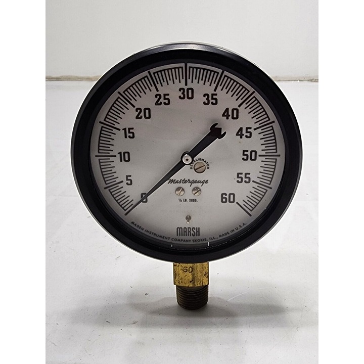 Vintage Marsh Instruments Co. Masterguage 0-60 Pressure gauge Black