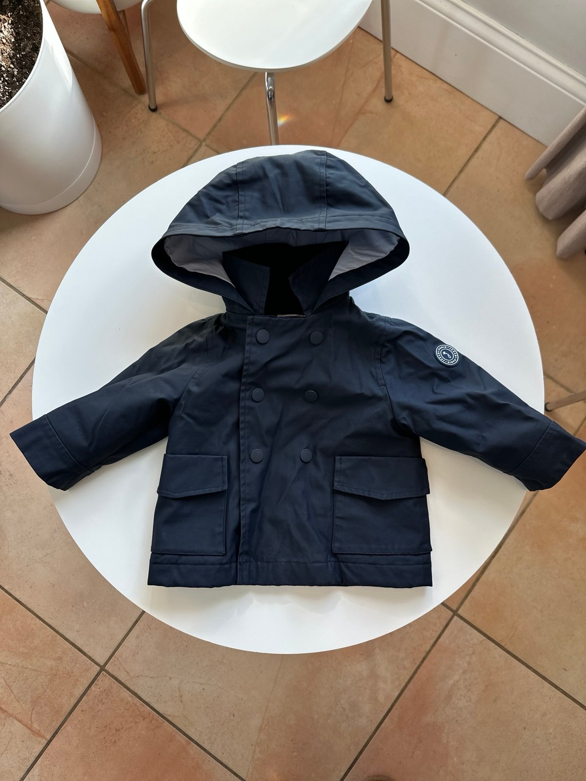 Jacadi Paris Baby Boy Girl Navy Blue Rain Jacket with Hood 12 months (74 cm)