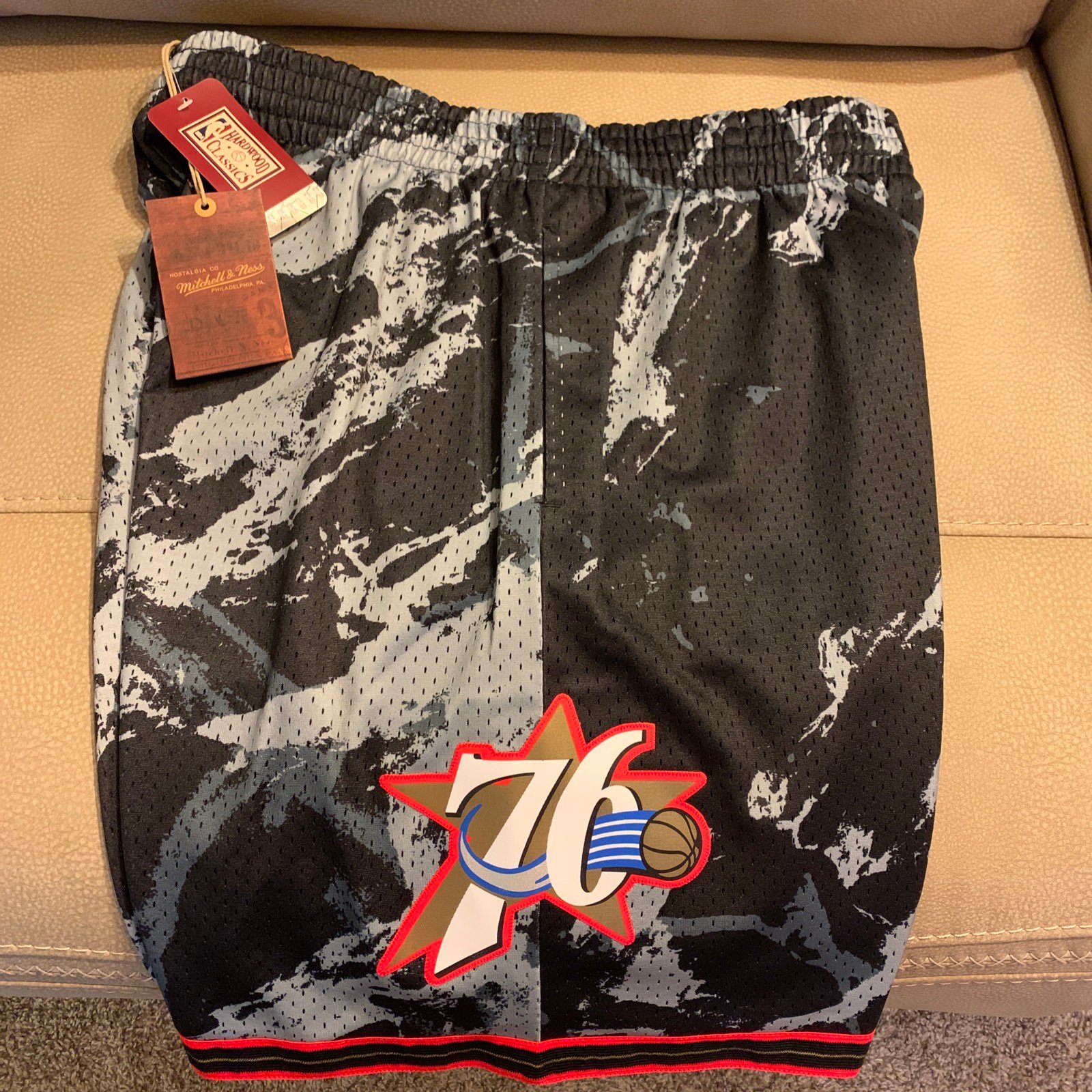 Philadelphia 76ers NWT 100% AUTHENTIC Mitchell & Ness MARBLE 2000 Team Shorts L