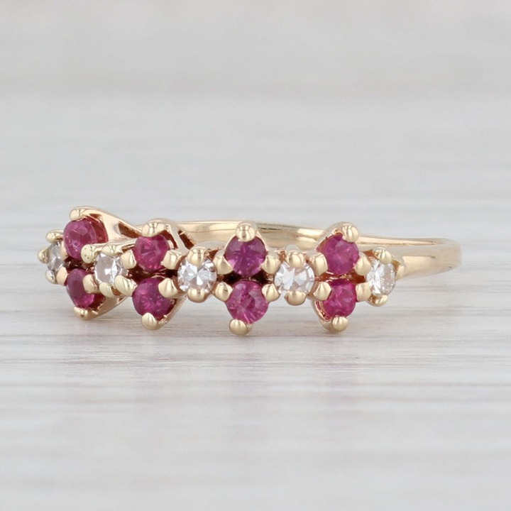 0.41ctw Ruby Diamond Ring 14k Yellow Gold Stackable Size 7.75