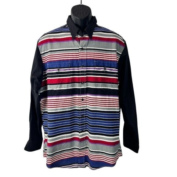 Wrangler Men's Vintage Western Striped Shirt Size 17 Long Sleeve