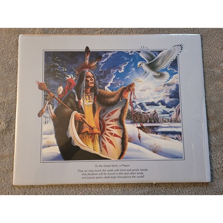 Native Amer Indian Poster Art Print 20x16 Leanin' Tree Sealed Great Spirit Pray
