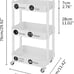 UDEAR 3-Tier Rolling Utility Cart with 12 Category Labels,Multifunctional Storag