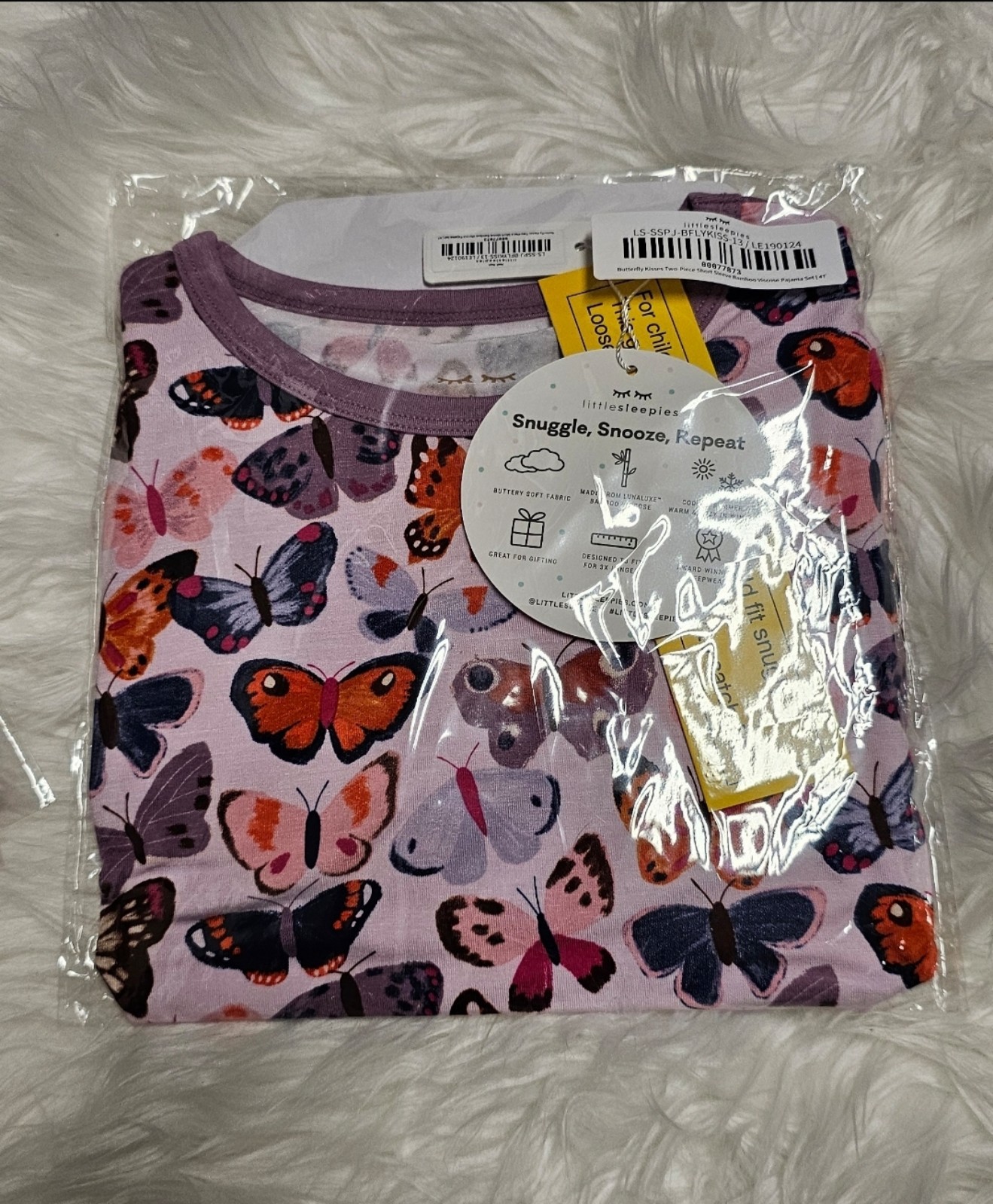 Little Sleepies BUTTERFLY KISSES Two Piece Short Sleeve Pajamas 4T NIB