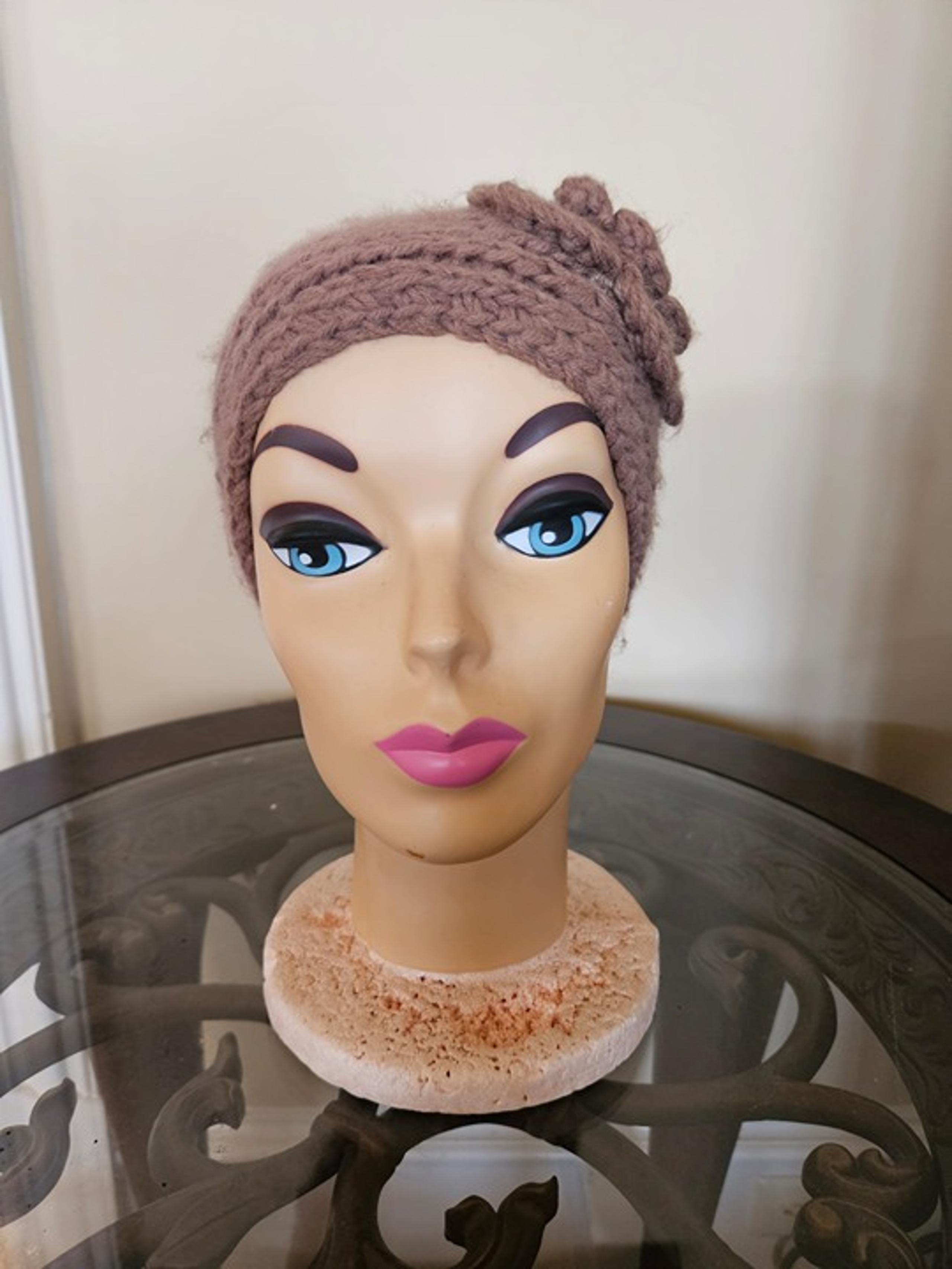 Target Camel Beige Brown Flower Beanie Winter Hat Headband Wrap Women's Cable Kn