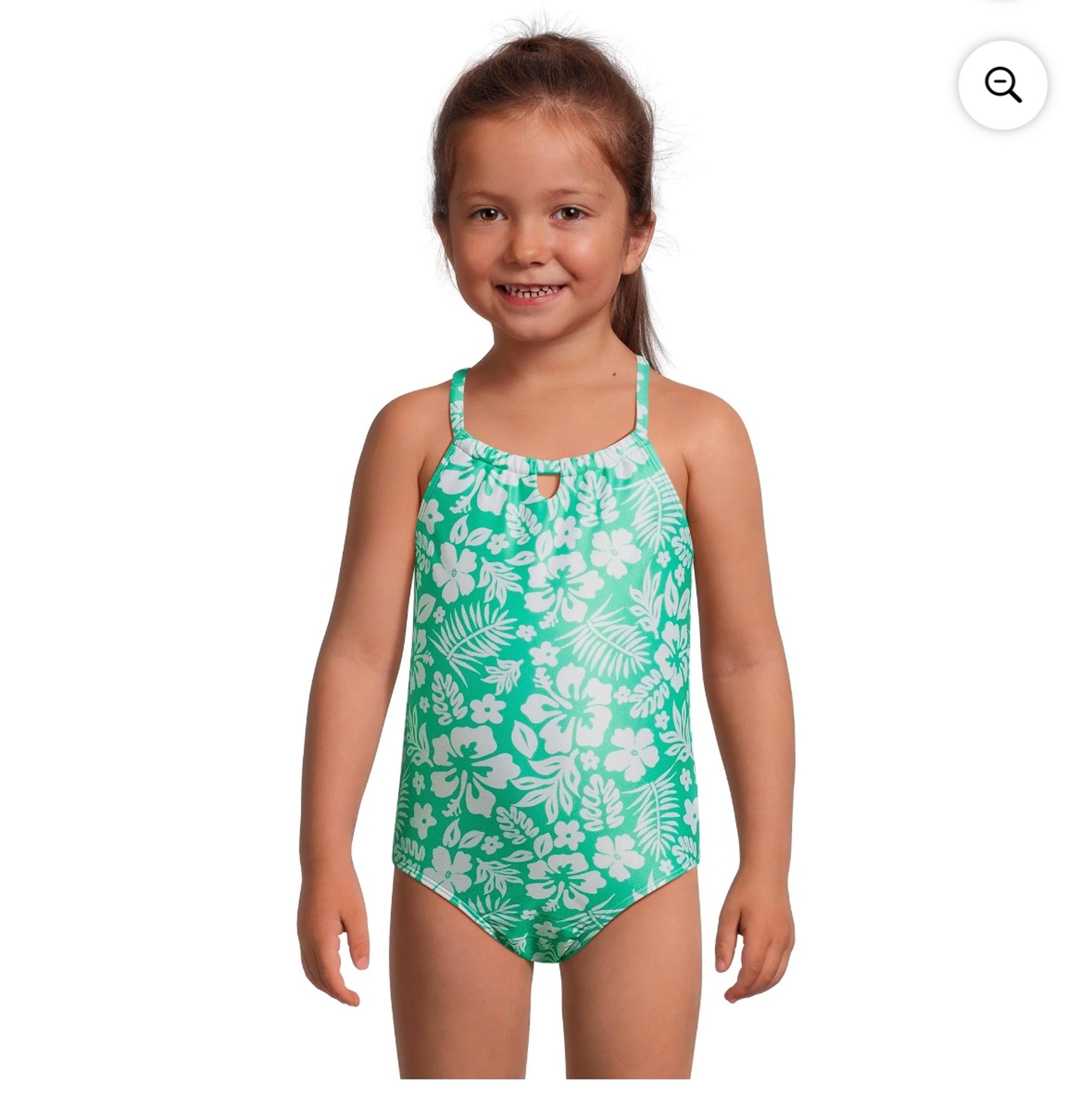 Wonder Nation Teal Tropical Print Toddler Girl One-Piece Swimsuit, Size 2T NWT
