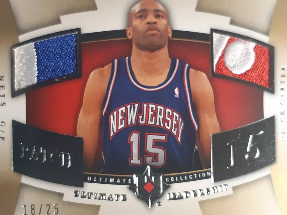 Vince Carter Limited Edition /25 UD Ultimate Leadership Dual Patch 2007-08 NM-M